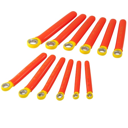 Gray Tools 12Pcs 12 Point Metric Box End Wrench Set, 8mm - 17 mm, 1000V Insulated M212R-I